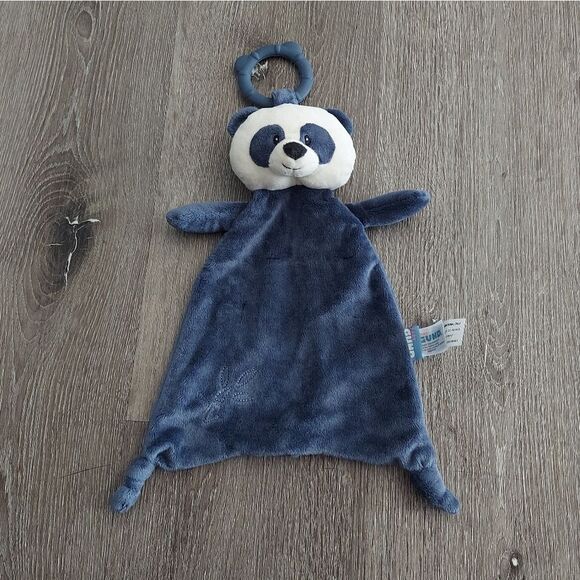 Baby Gund Toothpick Blue White Plush PANDA Teether Lovey Security Blanket - Picture 1 of 4